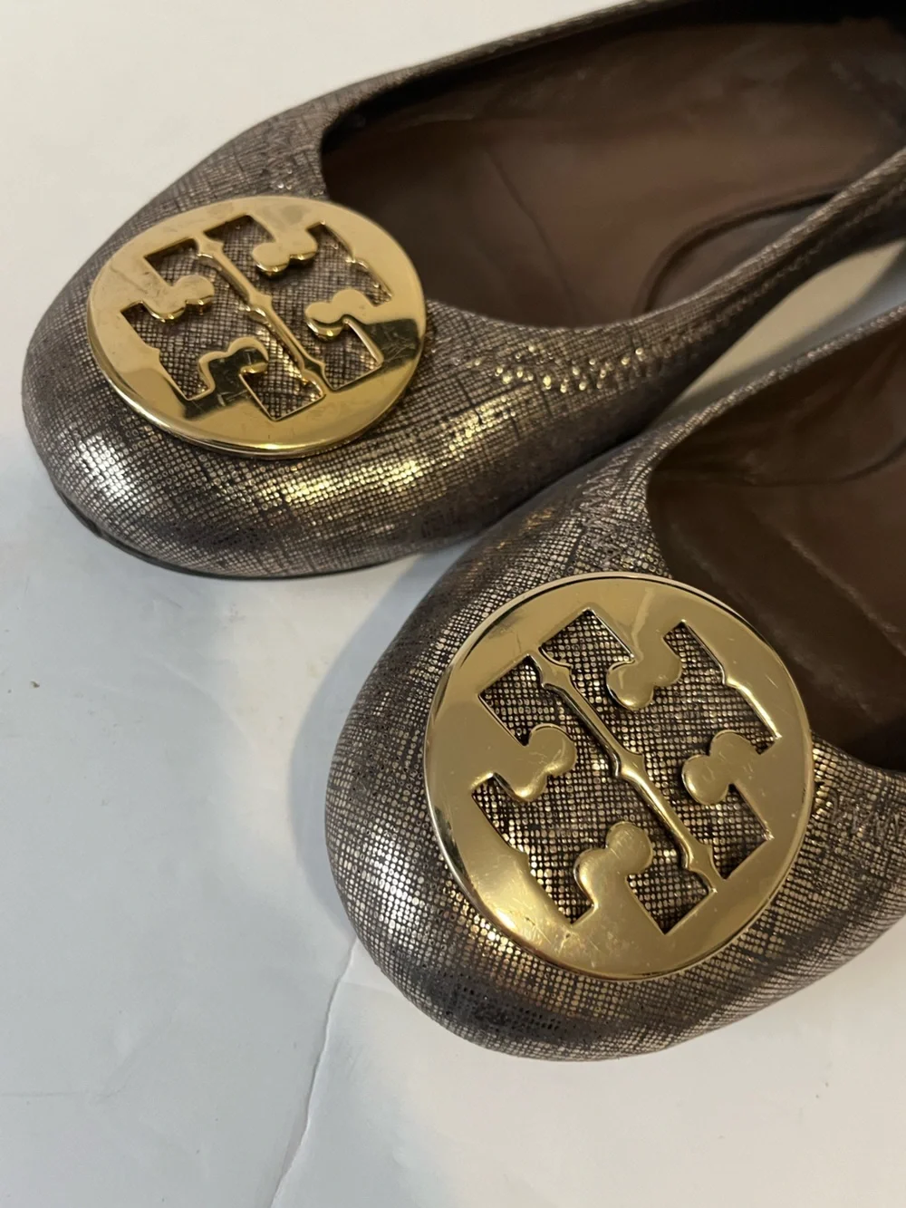 Tory Burch Minnie metallic bronze ballet flats size 9.5M